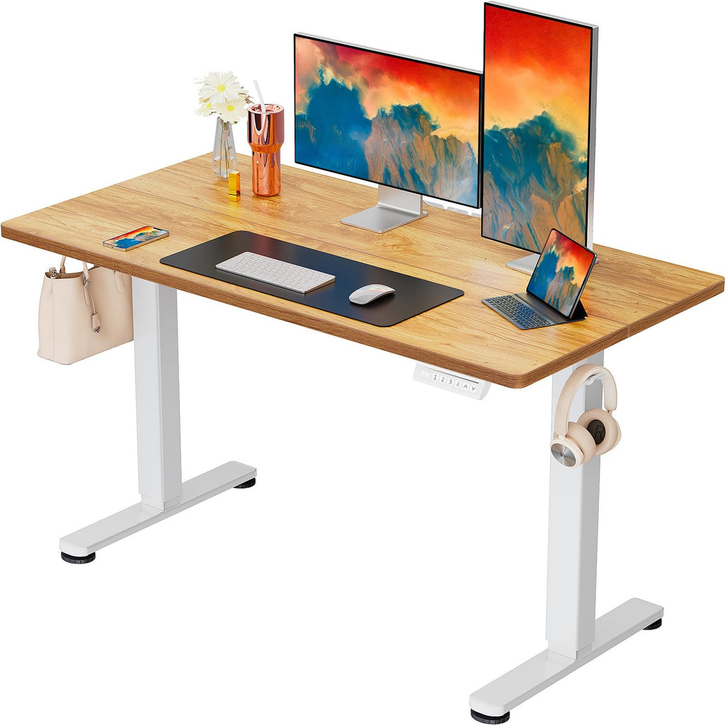 ErGear Electric Standing Desk, 48‘’x24‘’ Height Adjustable Sit Stand up Desk, 4 Memory Computer Home Office Desk Standing Table with Splice Board (Black) -