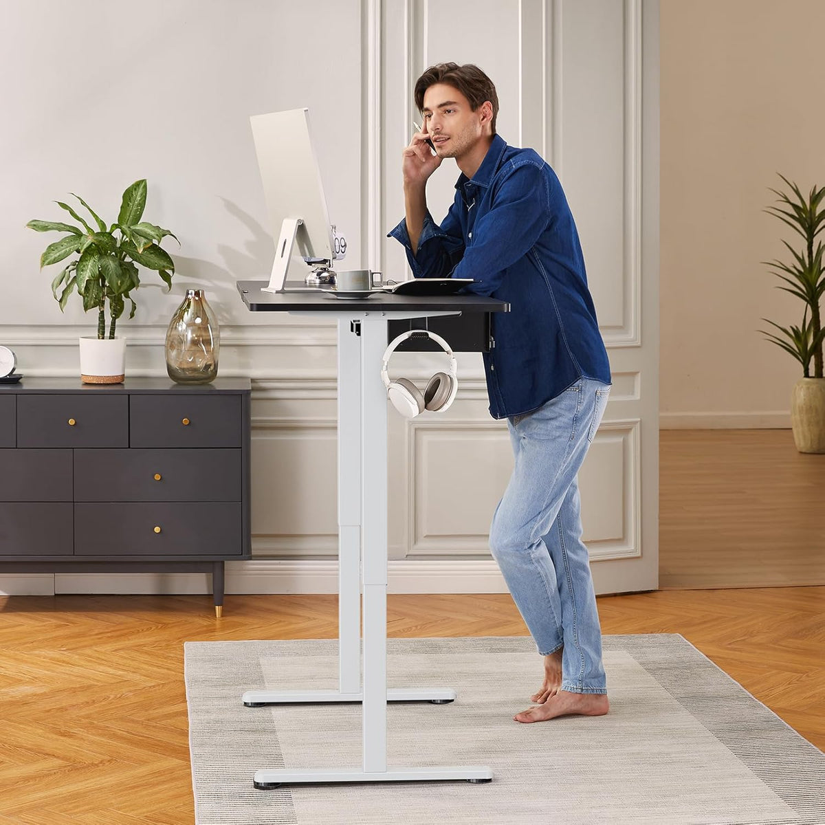 ErGear Electric Standing Desk Legs, 4 Memory Height Settings Height Adjustable Desk Frame, Sit Stand Table Legs Up to 47.2", Ergonomic Stand up Converter Base Workstation, White Frame Only - Black