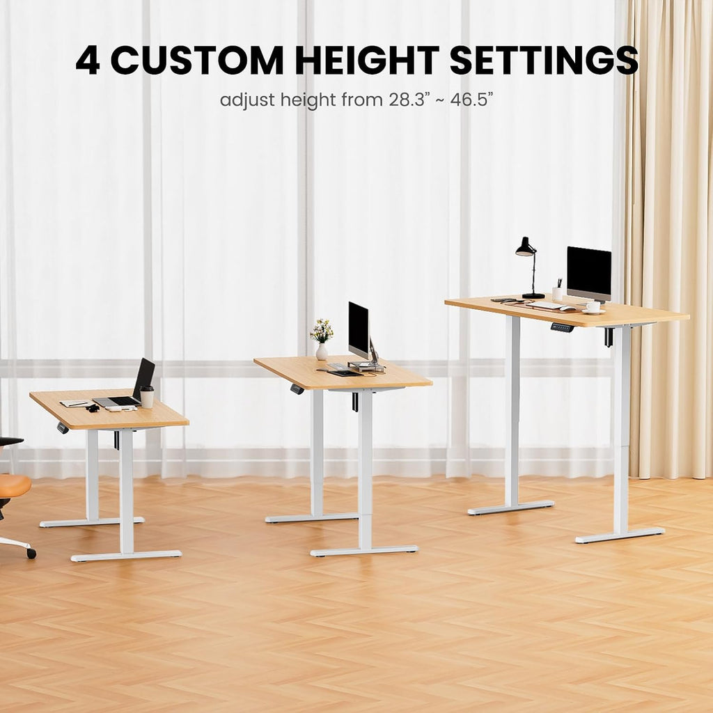 ErGear Electric Standing Desk Legs, 4 Memory Height Settings Height Adjustable Desk Frame, Sit Stand Table Legs Up to 47.2", Ergonomic Stand up Converter Base Workstation, White Frame Only - Black