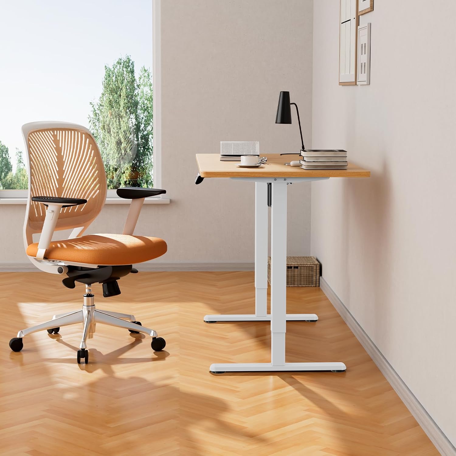 ErGear Electric Standing Desk Legs, 4 Memory Height Settings Height Adjustable Desk Frame, Sit Stand Table Legs Up to 47.2", Ergonomic Stand up Converter Base Workstation, White Frame Only - Black