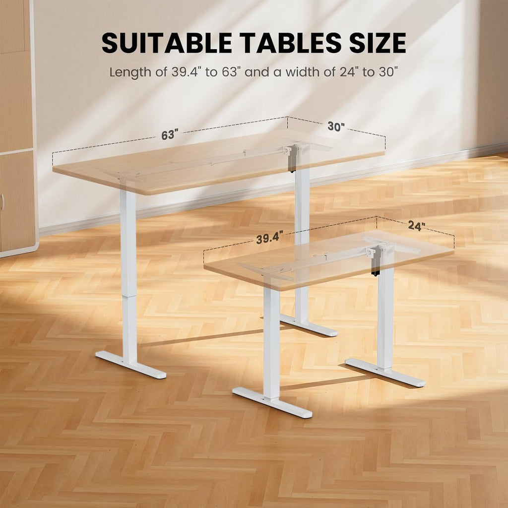 ErGear Electric Standing Desk Legs, 4 Memory Height Settings Height Adjustable Desk Frame, Sit Stand Table Legs Up to 47.2", Ergonomic Stand up Converter Base Workstation, White Frame Only - Black