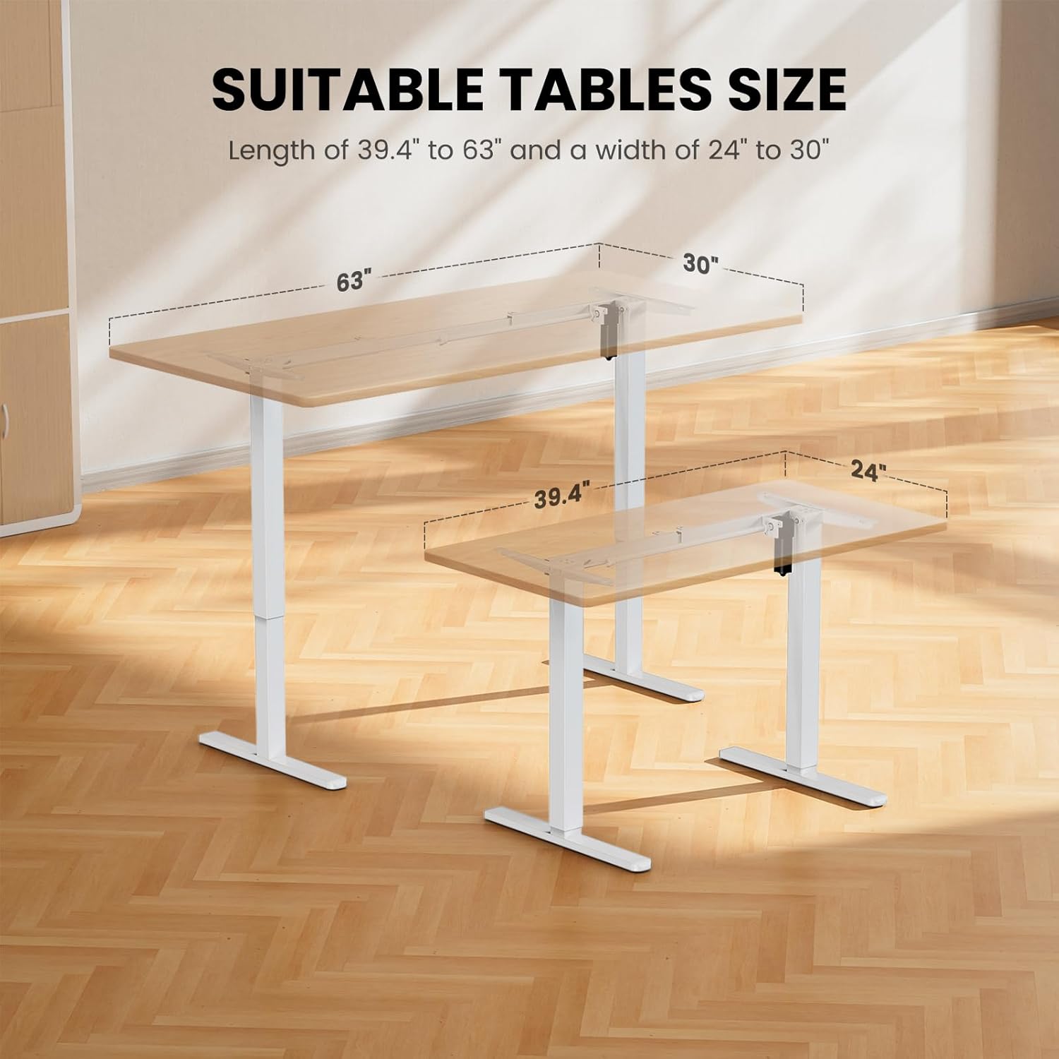 ErGear Electric Standing Desk Legs, 4 Memory Height Settings Height Adjustable Desk Frame, Sit Stand Table Legs Up to 47.2", Ergonomic Stand up Converter Base Workstation, White Frame Only - Black