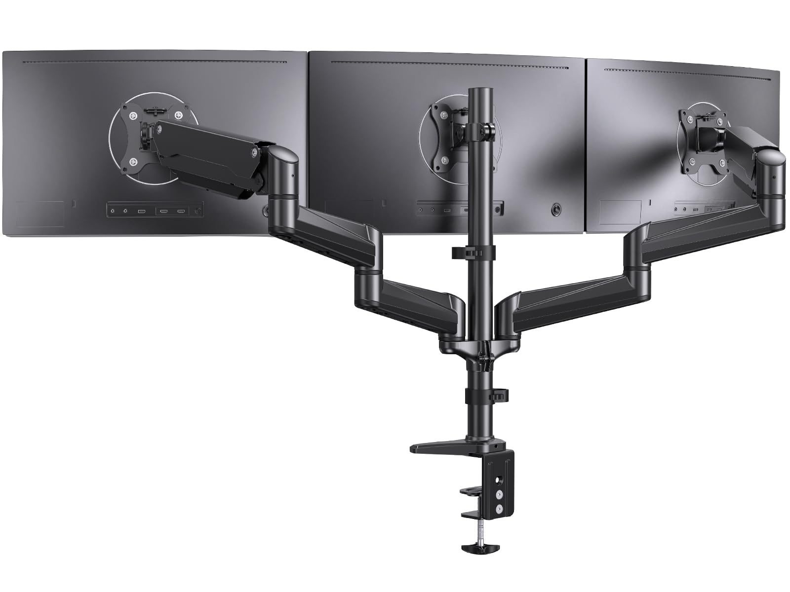 ErGear Heavy Duty Monitor Arm for 13-49″ Ultrawide Screens, 37.4 lbs Capacity, Full Motion Monitor Desk Mount, Rock-Solid Support, Dual C-Clamp & Grommet Mount, VESA 75x75/100x100mm - Triple Arms