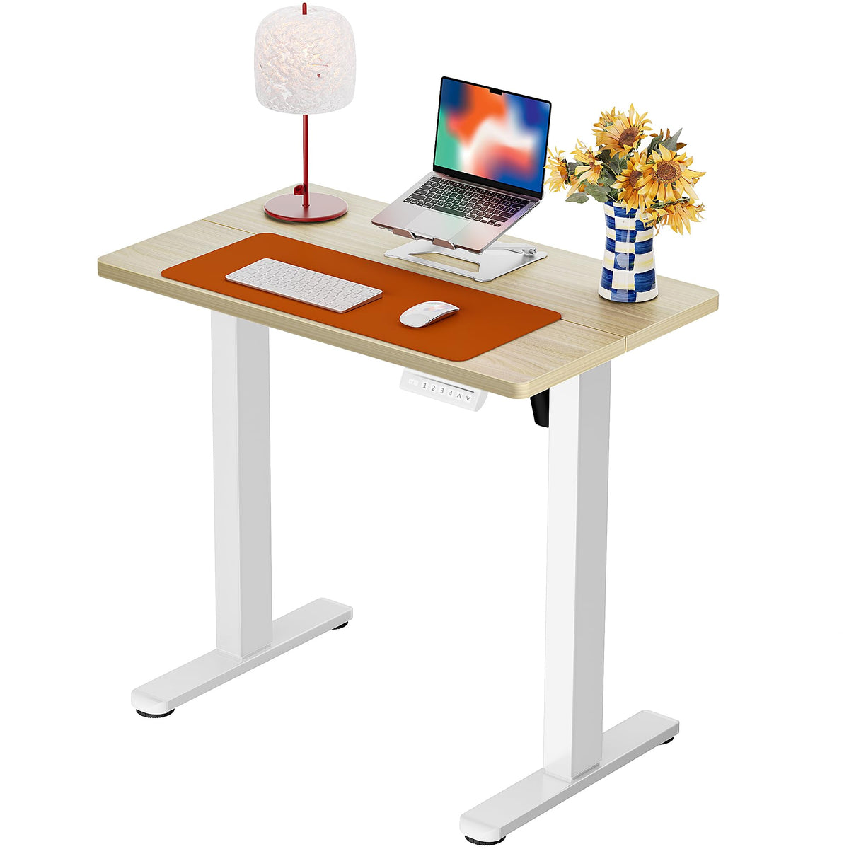 ErGear Height Adjustable Electric Standing Desk, 48 x 24 Inches Sit Stand up Desk, Memory Computer Home Office Desk, Vintage Brown -