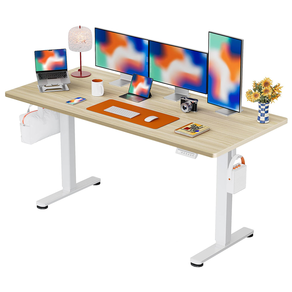 ErGear Height Adjustable Electric Standing Desk, 48 x 24 Inches Sit Stand up Desk, Memory Computer Home Office Desk, Vintage Brown -
