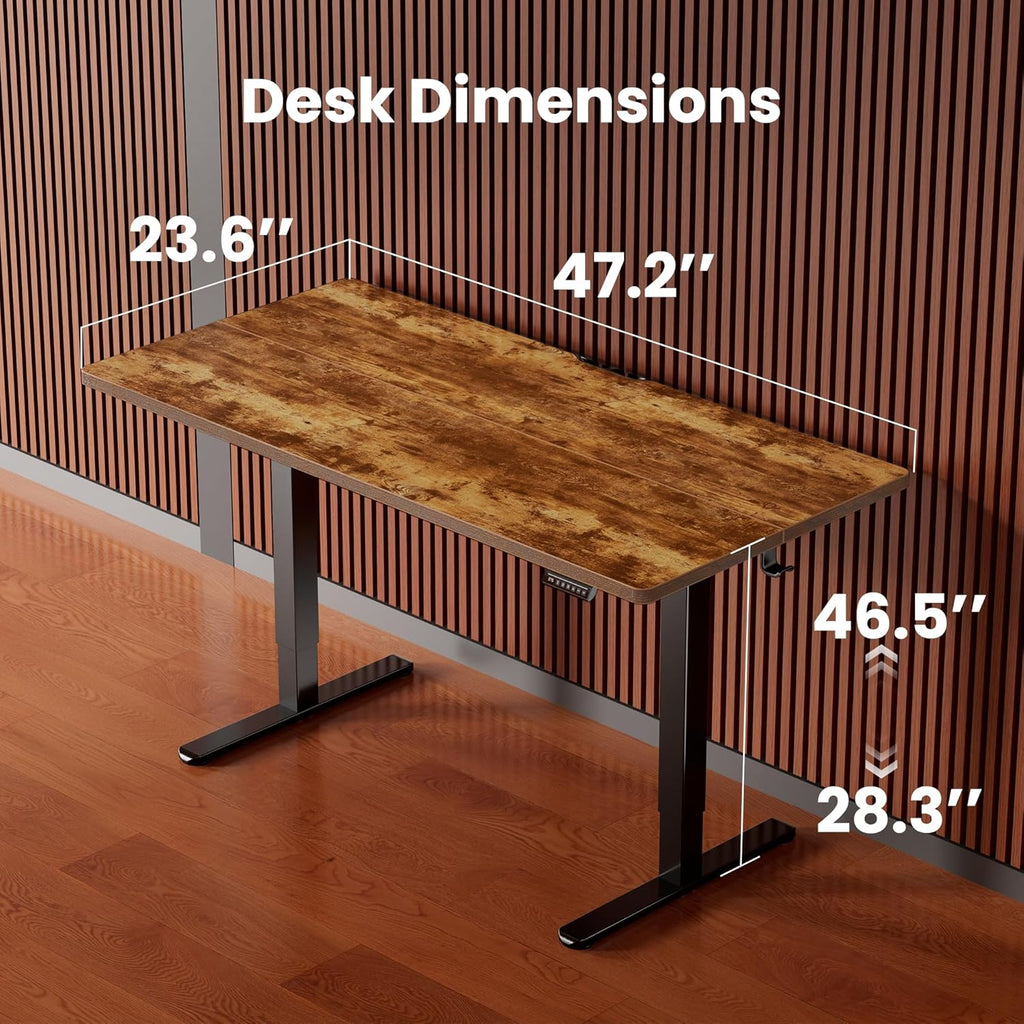 ErGear Height Adjustable Electric Standing Desk, 48 x 24 Inches Sit Stand up Desk, Memory Computer Home Office Desk, Vintage Brown -