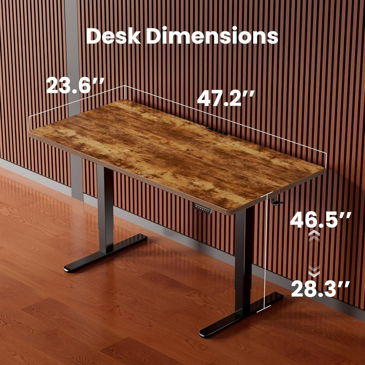 ErGear Height Adjustable Electric Standing Desk, 48 x 24 Inches Sit Stand up Desk, Memory Computer Home Office Desk, Vintage Brown -