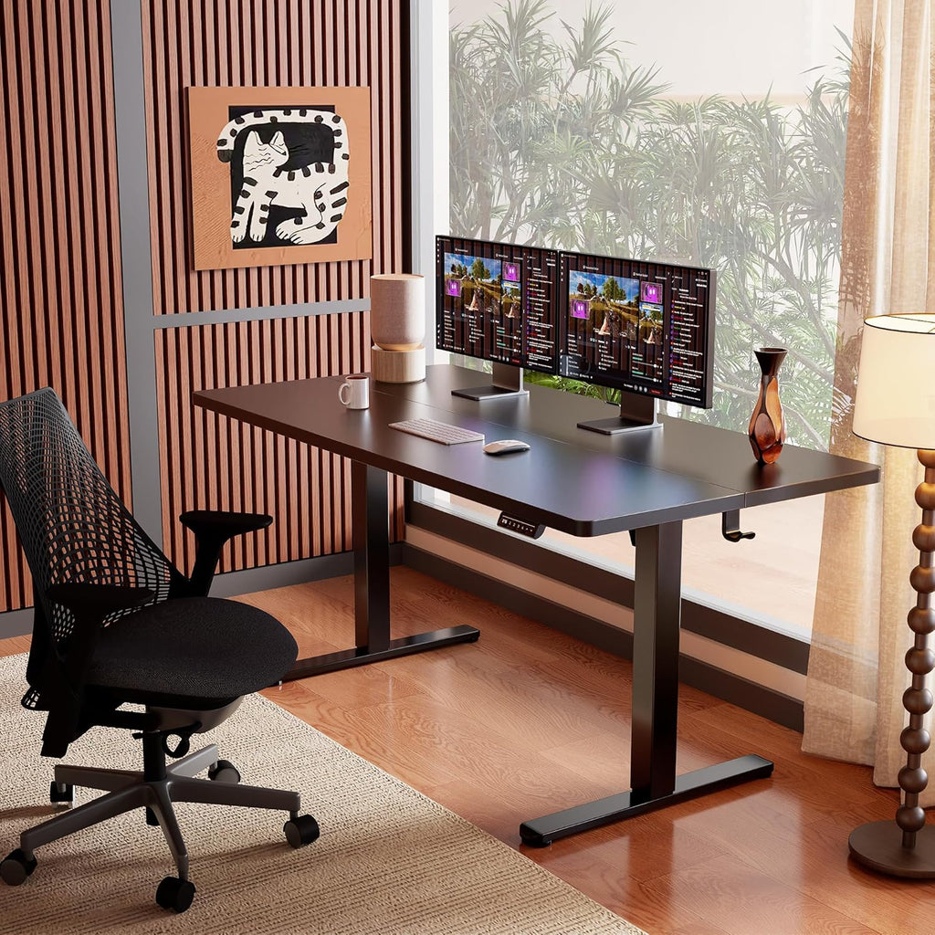 ErGear Height Adjustable Electric Standing Desk, 63 x 28 Inches Sit Stand up Desk, Memory Computer Home Office Desk, Black -