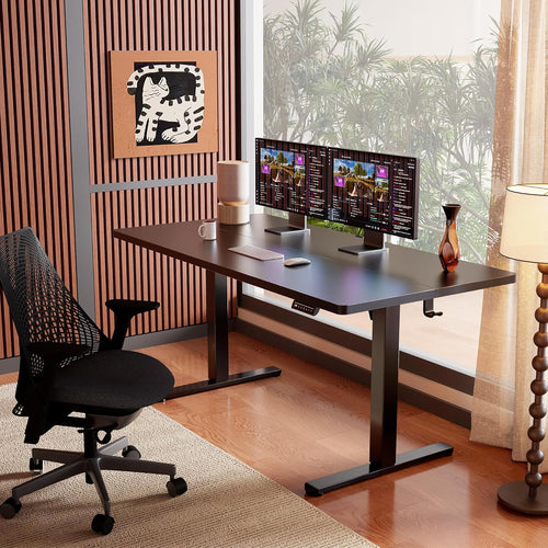ErGear Height Adjustable Electric Standing Desk, 63 x 28 Inches Sit Stand up Desk, Memory Computer Home Office Desk, Black -