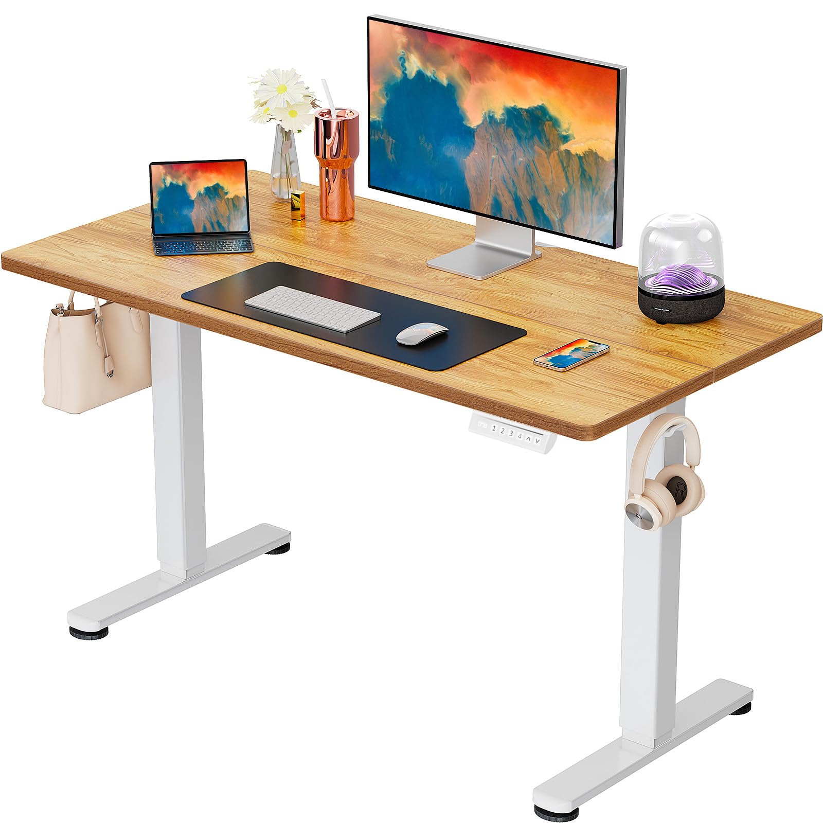 ErGear Height Adjustable Electric Standing Desk, 63 x 28 Inches Sit Stand up Desk, Memory Computer Home Office Desk, Black -