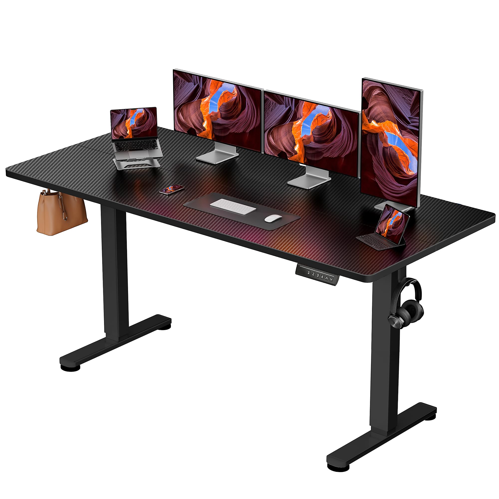 ErGear Height Adjustable Electric Standing Desk, 63 x 28 Inches Sit Stand up Desk, Memory Computer Home Office Desk, Black -