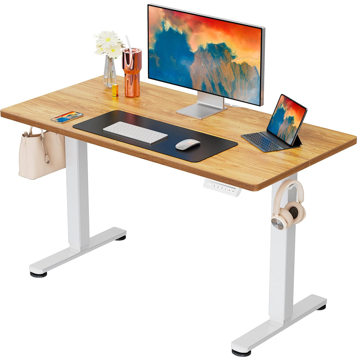 ErGear Height Adjustable Electric Standing Desk, 63 x 28 Inches Sit Stand up Desk, Memory Computer Home Office Desk, Black -