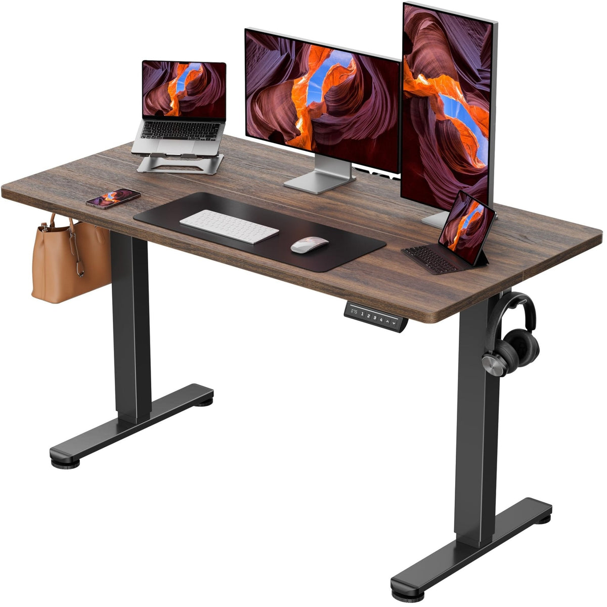 ErGear Height Adjustable Electric Standing Desk, 63 x 28 Inches Sit Stand up Desk, Memory Computer Home Office Desk, Black -