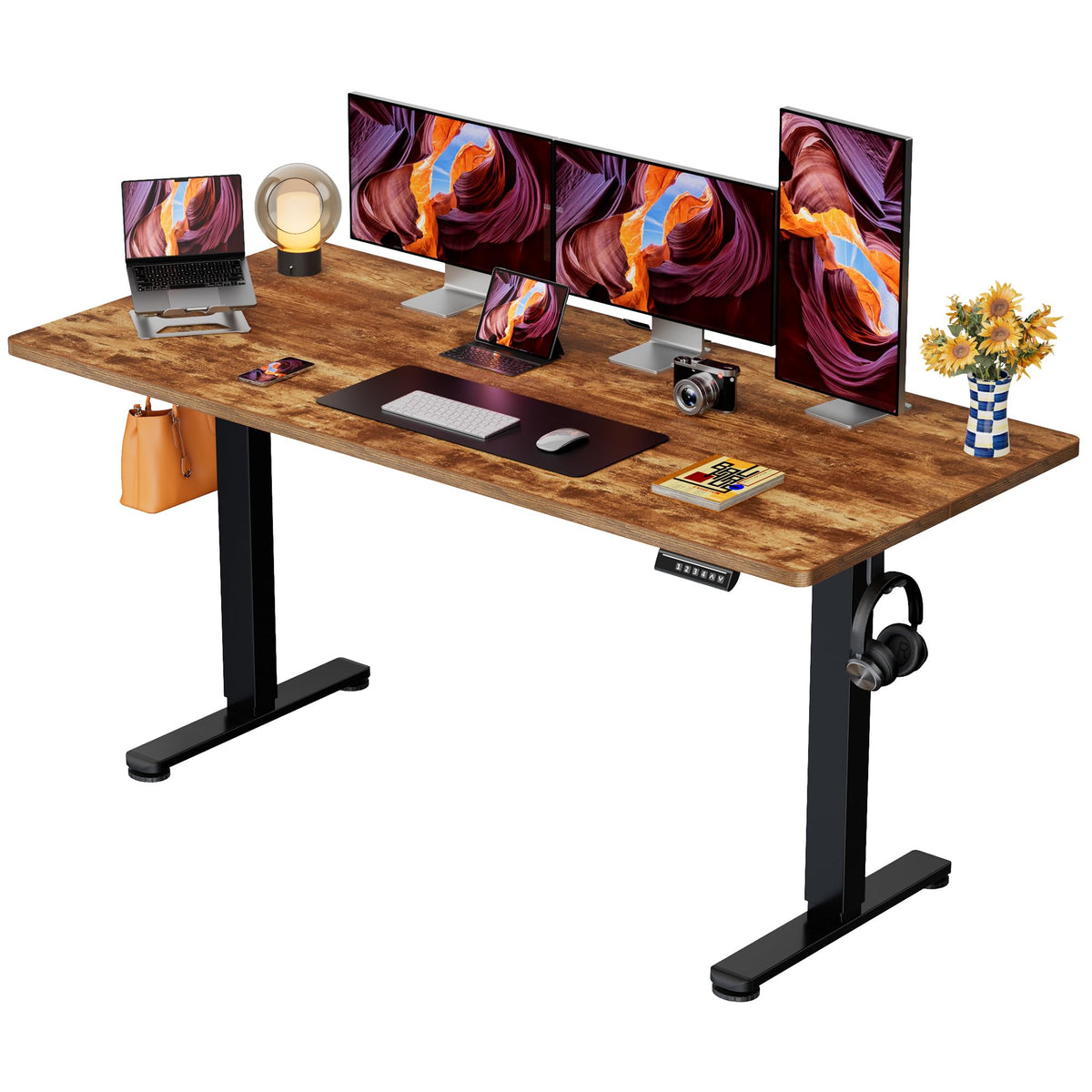 ErGear Height Adjustable Electric Standing Desk, 63 x 28 Inches Sit Stand up Desk, Memory Computer Home Office Desk, Black -