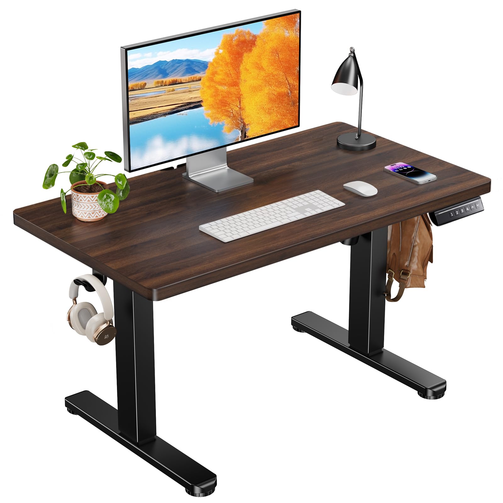 ErGear Low Height Adjustable Desk, Lifts 18.9-28.4 Inches, 35 X 20 Inches Electric Standing Desk for Kids, 4 Height Memory Settings & Storage Hooks, Home Office Computer Table & Study Desk, Natural -