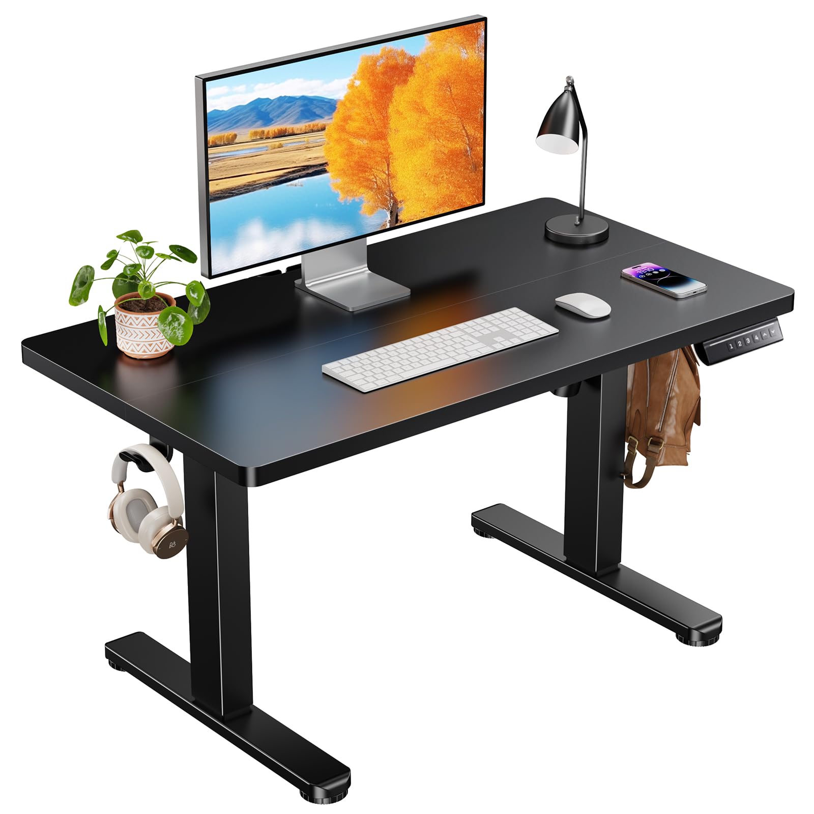 ErGear Low Height Adjustable Desk, Lifts 18.9-28.4 Inches, 35 X 20 Inches Electric Standing Desk for Kids, 4 Height Memory Settings & Storage Hooks, Home Office Computer Table & Study Desk, Natural -