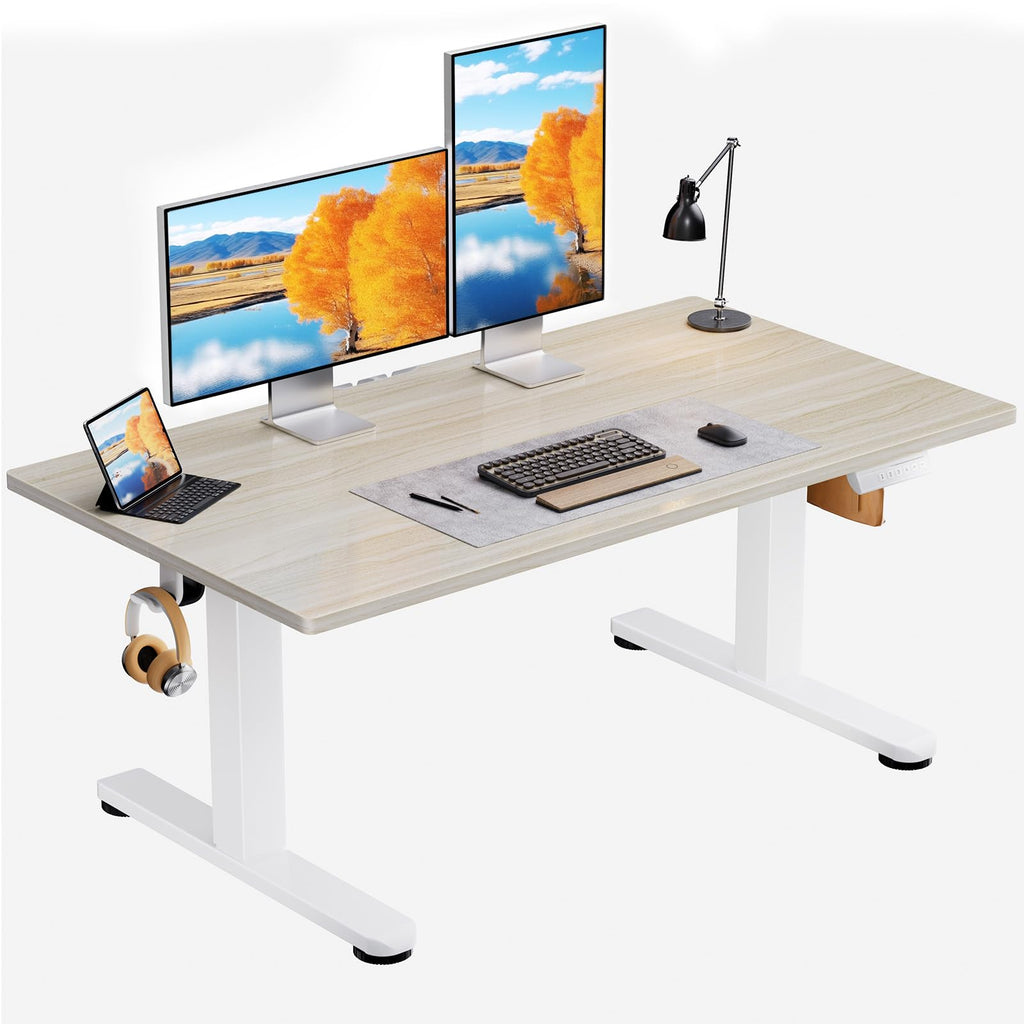 ErGear Low Height Adjustable Desk, Lifts 18.9-28.4 Inches, 35 X 20 Inches Electric Standing Desk for Kids, 4 Height Memory Settings & Storage Hooks, Home Office Computer Table & Study Desk, Natural -