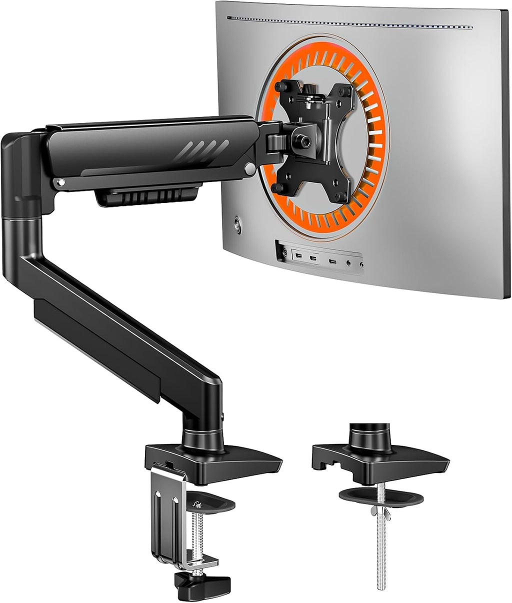 ErGear Single Monitor Arm, Adjustable Gaming Monitor Mount for 13–34 Inch Screens, Fast Install Computer Monitor Stand with Tool-Free VESA Mount, Cable Management, Holds 19.8 lbs, Max VESA 100x100mm -
