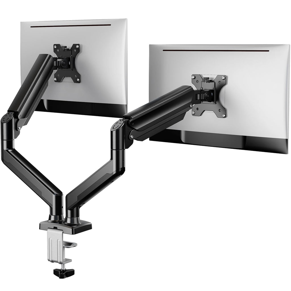 ErGear Single Monitor Arm for 13-36 Inch Screens, 22 lbs Capacity | Full-motion adjustment, C-clamp or grommet mounting, cable clips, 22 lbs support, ultrawide setup, VESA 75x75/100x100mm - 13"-36"