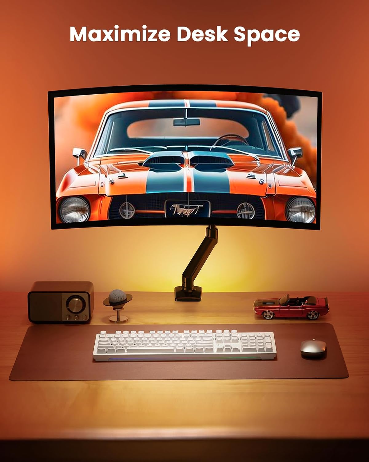 ErGear Single Monitor Arm for 13-36 Inch Screens, 22 lbs Capacity | Full-motion adjustment, C-clamp or grommet mounting, cable clips, 22 lbs support, ultrawide setup, VESA 75x75/100x100mm - 13"-36"