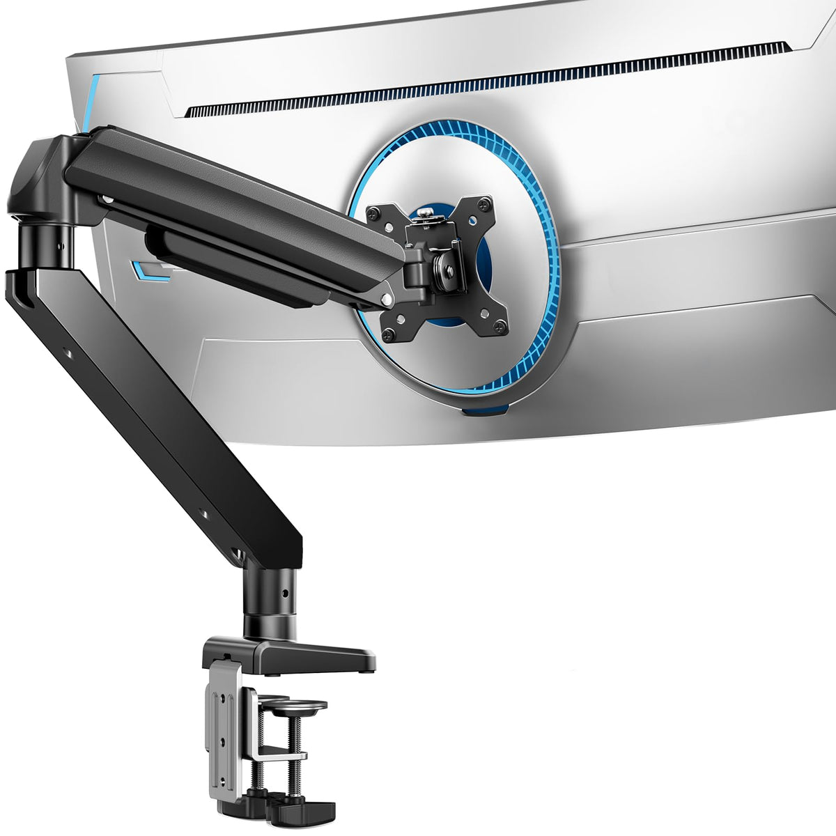 ErGear Single Monitor Arm for 13-36 Inch Screens, 22 lbs Capacity | Full-motion adjustment, C-clamp or grommet mounting, cable clips, 22 lbs support, ultrawide setup, VESA 75x75/100x100mm - 13"-36"