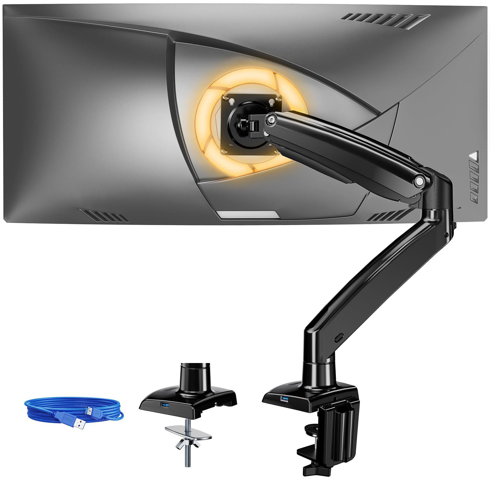 ErGear Single Monitor Arm for 13-36 Inch Screens, 22 lbs Capacity | Full-motion adjustment, C-clamp or grommet mounting, cable clips, 22 lbs support, ultrawide setup, VESA 75x75/100x100mm - 13"-36"