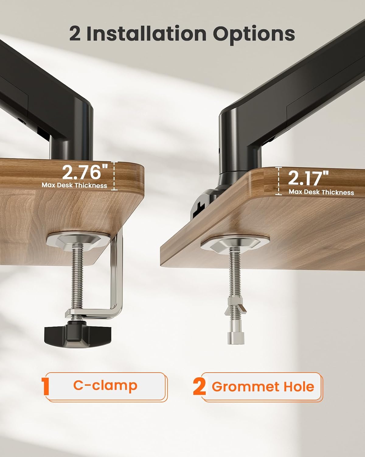 ErGear Single Monitor Arm for 13-36 Inch Screens, 22 lbs Capacity | Full-motion adjustment, C-clamp or grommet mounting, cable clips, 22 lbs support, ultrawide setup, VESA 75x75/100x100mm - 13"-36"