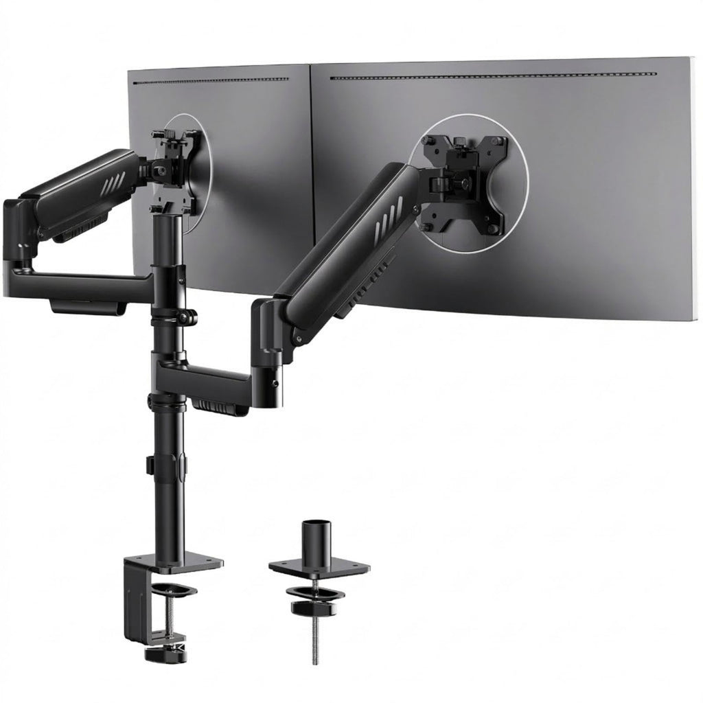 ErGear Single Monitor Arm for 13-36 Inch Screens, 22 lbs Capacity | Full-motion adjustment, C-clamp or grommet mounting, cable clips, 22 lbs support, ultrawide setup, VESA 75x75/100x100mm - 13"-36"