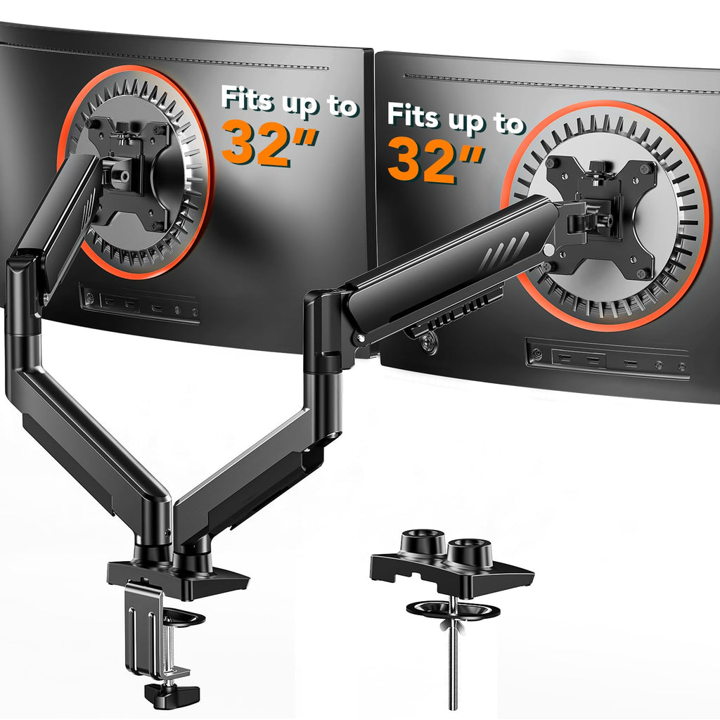ErGear Single Monitor Arm for 13-36 Inch Screens, 22 lbs Capacity | Full-motion adjustment, C-clamp or grommet mounting, cable clips, 22 lbs support, ultrawide setup, VESA 75x75/100x100mm - 13"-36"
