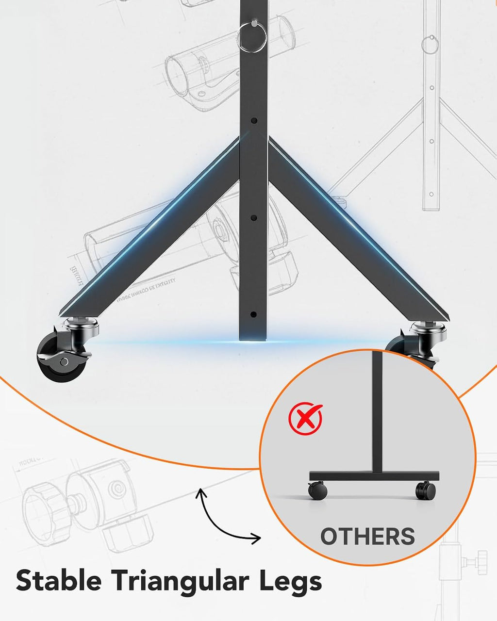 ErGear Small Standing Desk Adjustable Height, 6 Height Settings Up to 46.5″, Walking Pad Desk with Triangular Leg Design, Smooth Mobility with Lockable Wheels, Standing Desk for Walking Pad, Black - Black