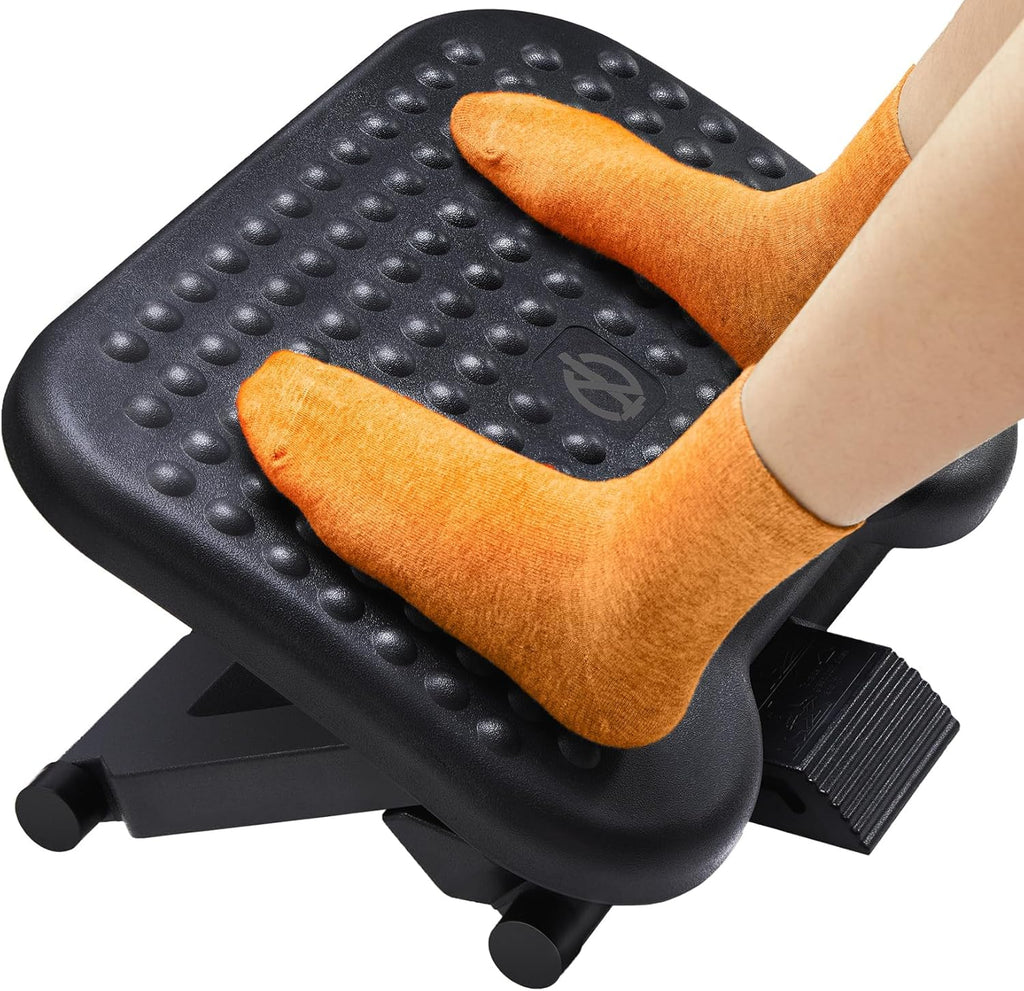 ErGear Under Desk Footrest, Adjustable Foot Rest with 3 Height Settings and 30-Degree Angle, Ergonomic Desk Foot Rest with Massage Texture, Foot and Leg Rest for Home & Office -