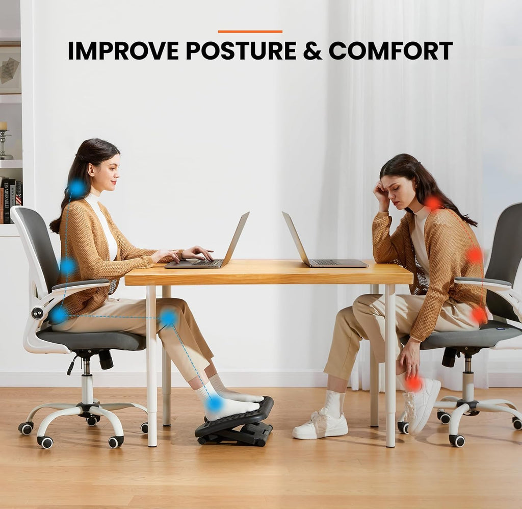 ErGear Under Desk Footrest, Adjustable Foot Rest with 3 Height Settings and 30-Degree Angle, Ergonomic Desk Foot Rest with Massage Texture, Foot and Leg Rest for Home & Office -