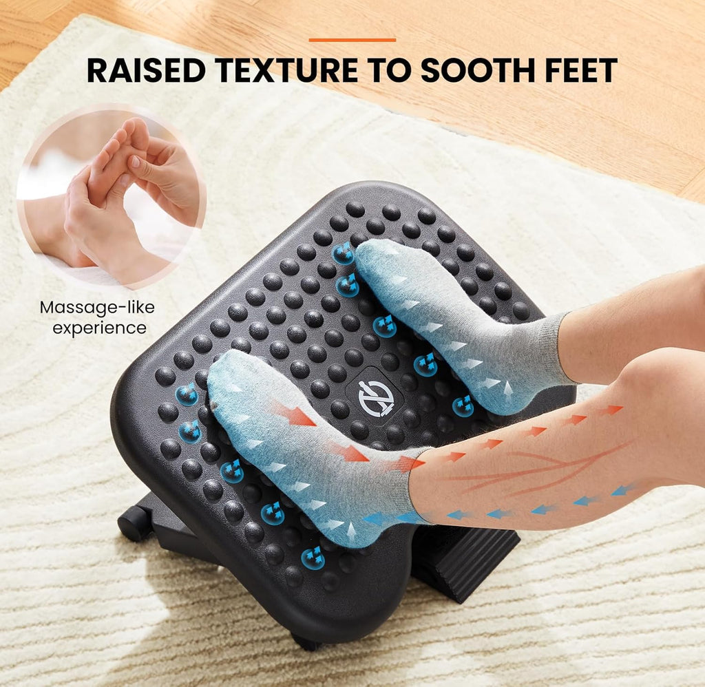 ErGear Under Desk Footrest, Adjustable Foot Rest with 3 Height Settings and 30-Degree Angle, Ergonomic Desk Foot Rest with Massage Texture, Foot and Leg Rest for Home & Office -