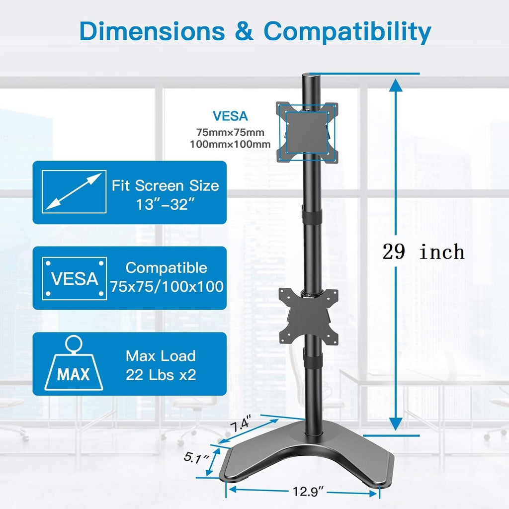 HM2 Vertical Dual Monitor Mount for 13" to 32" Screens - 