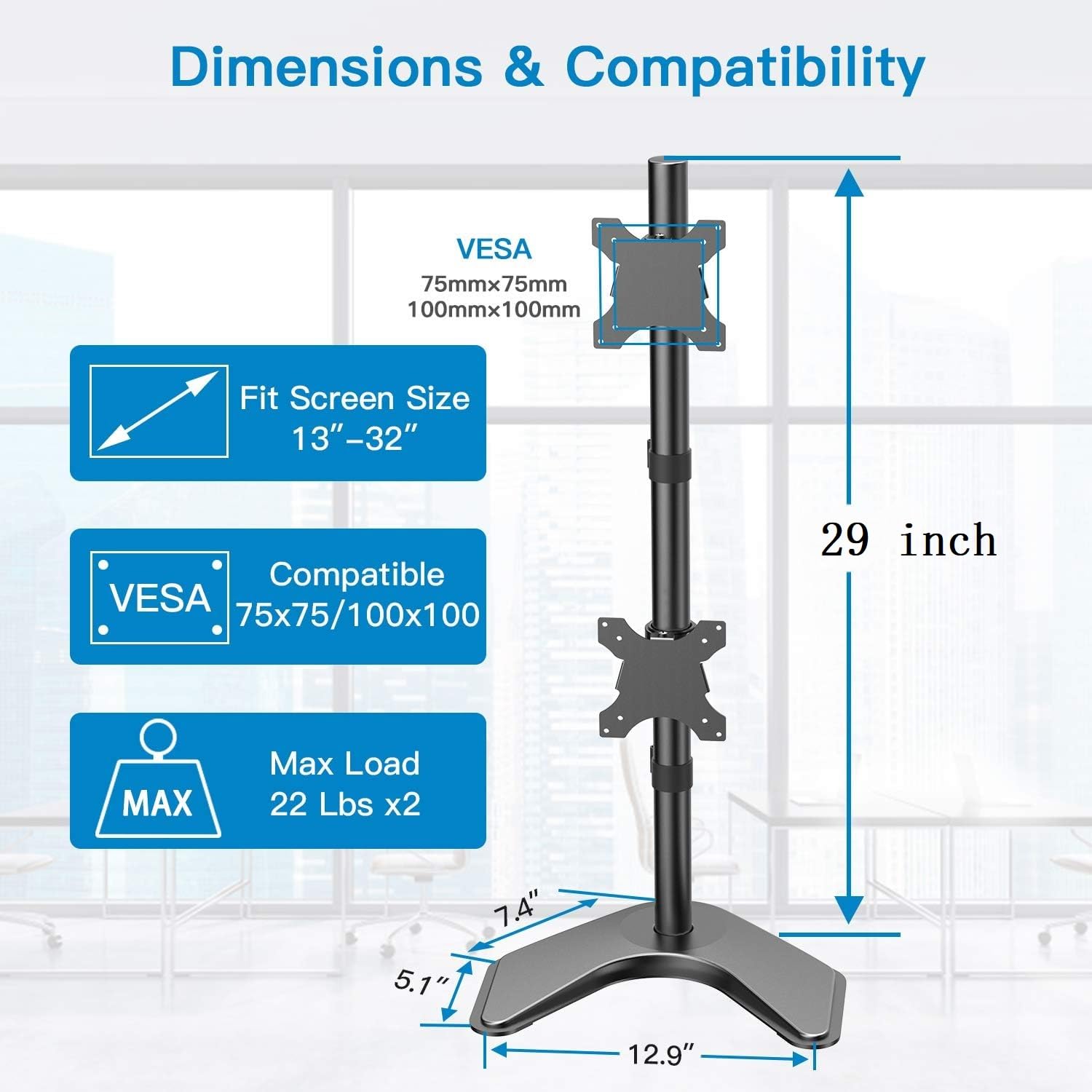 HM2 Vertical Dual Monitor Mount for 13" to 32" Screens - 