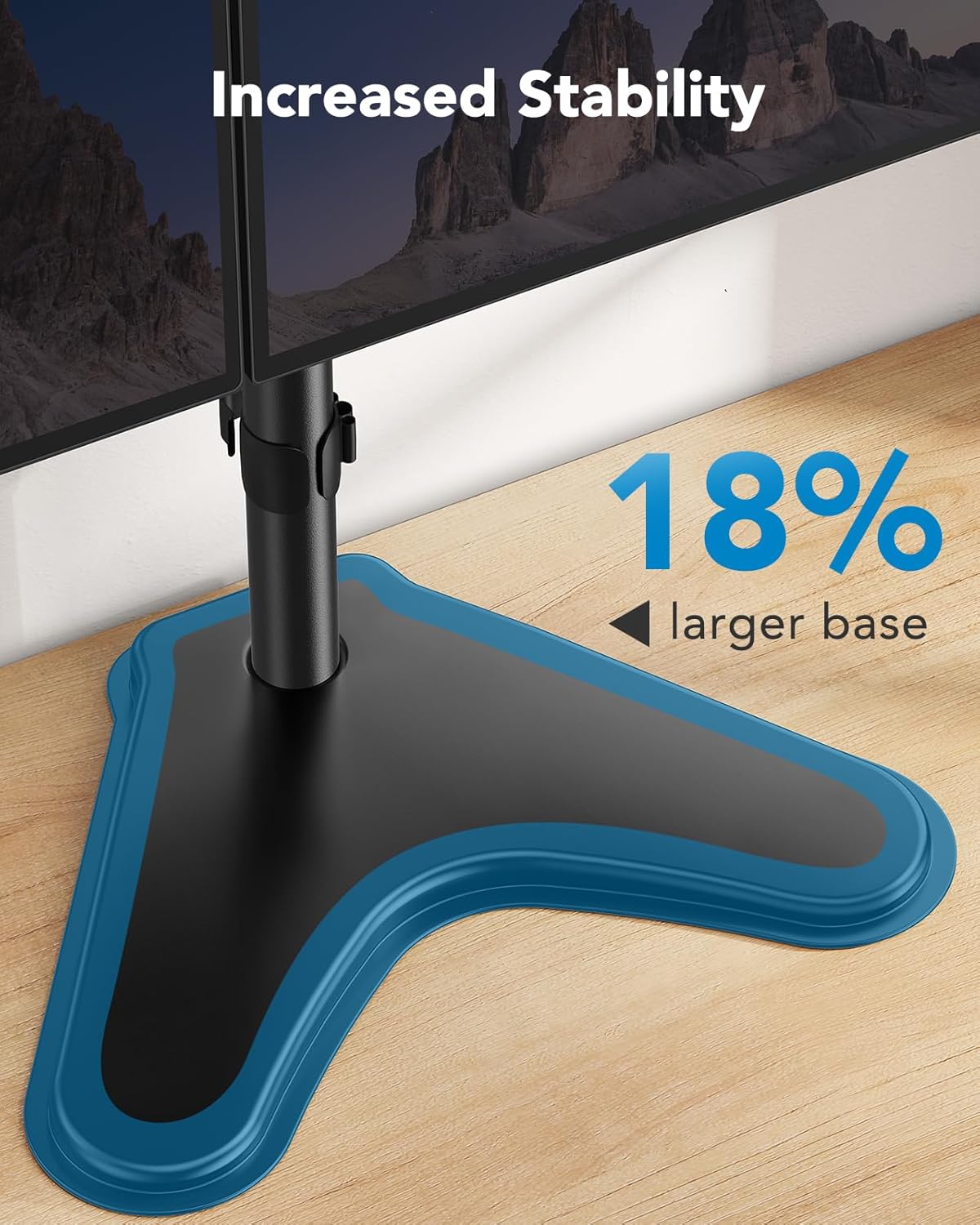 HUANUO 32 inches Dual Monitor Stand up to 17.6lbs per Arm, High-Grade Aluminum Free Standing Dual Monitors Mount for 2 Screens. Fully Adjustable Dual Monitor Stand for Desk with Tilt, Swivel, Rotation - Black
