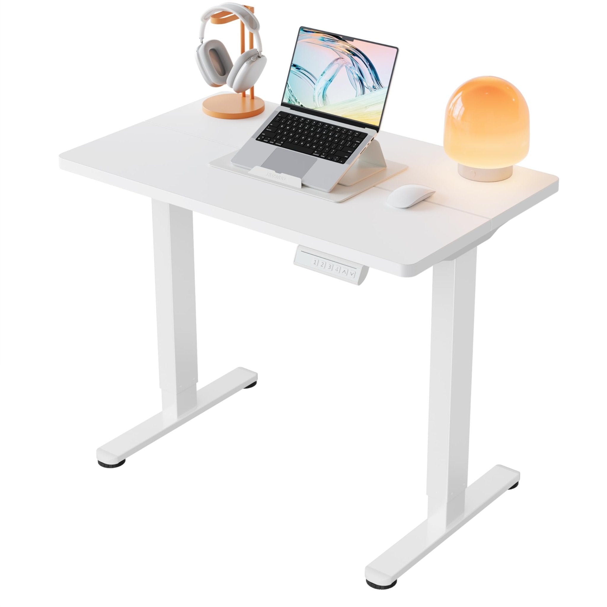 HUANUO 32" Small Electric Standing Desk Adjustable Height, 4 Memory Height Settings, Sit Stand Up Desk for Home Office & Computer Workstation, Black -