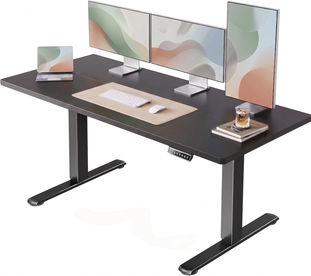 HUANUO 32" Small Electric Standing Desk Adjustable Height, 4 Memory Height Settings, Sit Stand Up Desk for Home Office & Computer Workstation, Black -