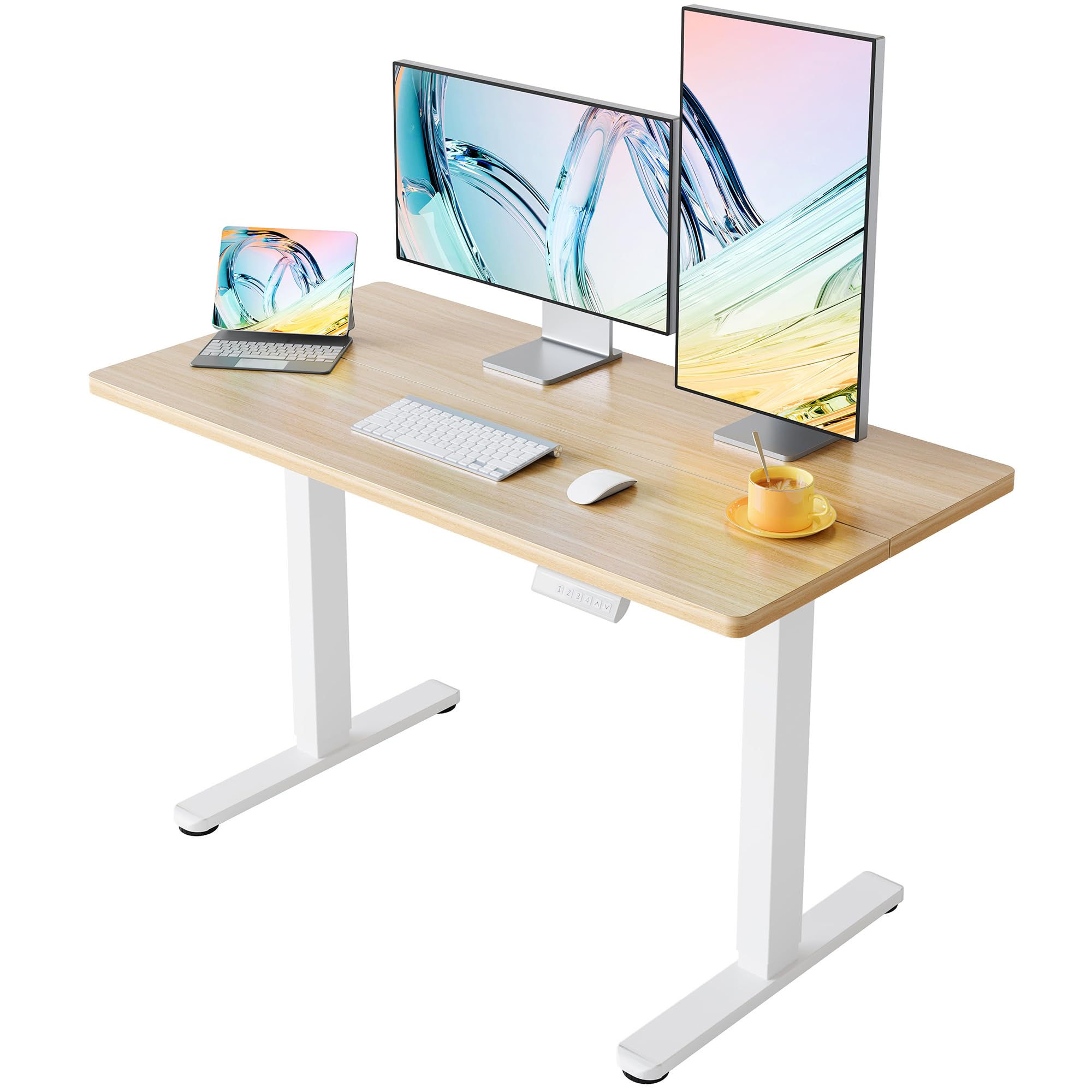 HUANUO 32" Small Electric Standing Desk Adjustable Height, 4 Memory Height Settings, Sit Stand Up Desk for Home Office & Computer Workstation, Black -