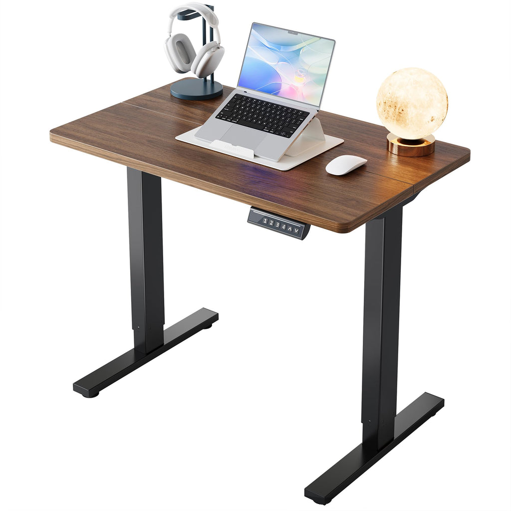 HUANUO 32" Small Electric Standing Desk Adjustable Height, 4 Memory Height Settings, Sit Stand Up Desk for Home Office & Computer Workstation, Black -