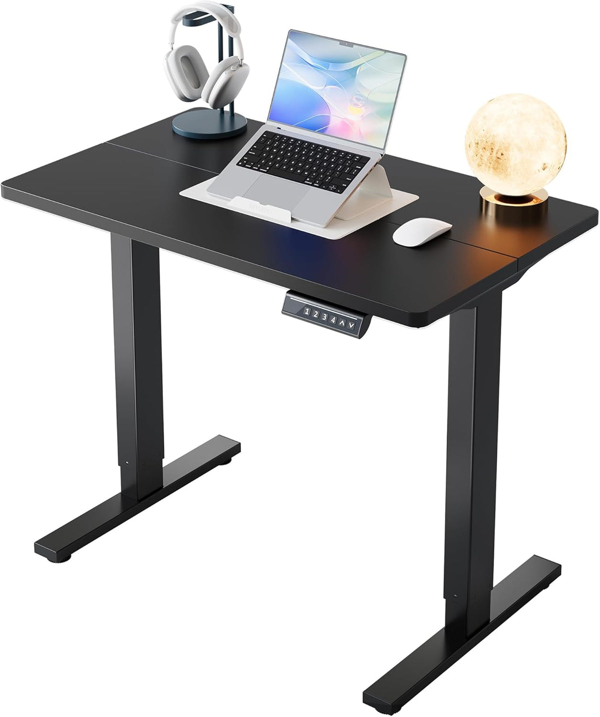 HUANUO 32" Small Electric Standing Desk Adjustable Height, 4 Memory Height Settings, Sit Stand Up Desk for Home Office & Computer Workstation, Black -