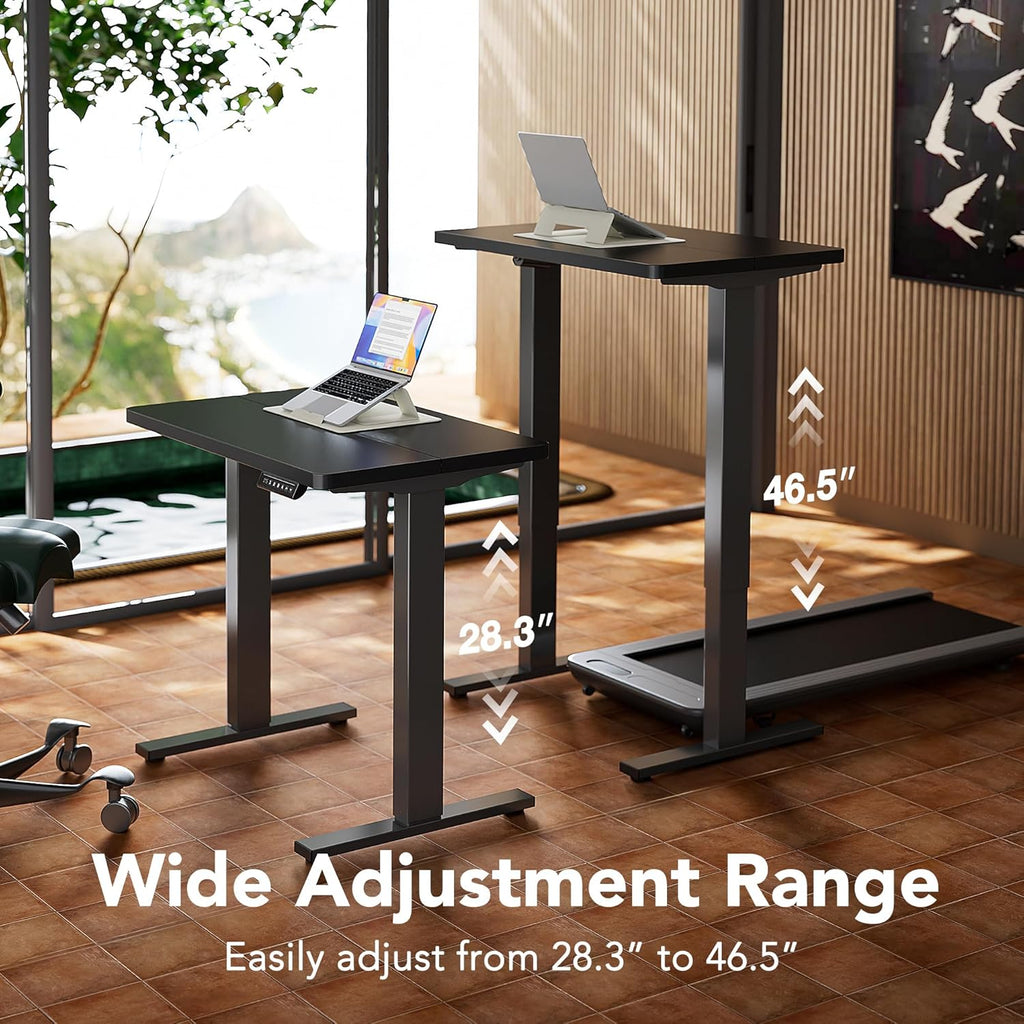HUANUO 32" Small Electric Standing Desk Adjustable Height, 4 Memory Height Settings, Sit Stand Up Desk for Home Office & Computer Workstation, Black -