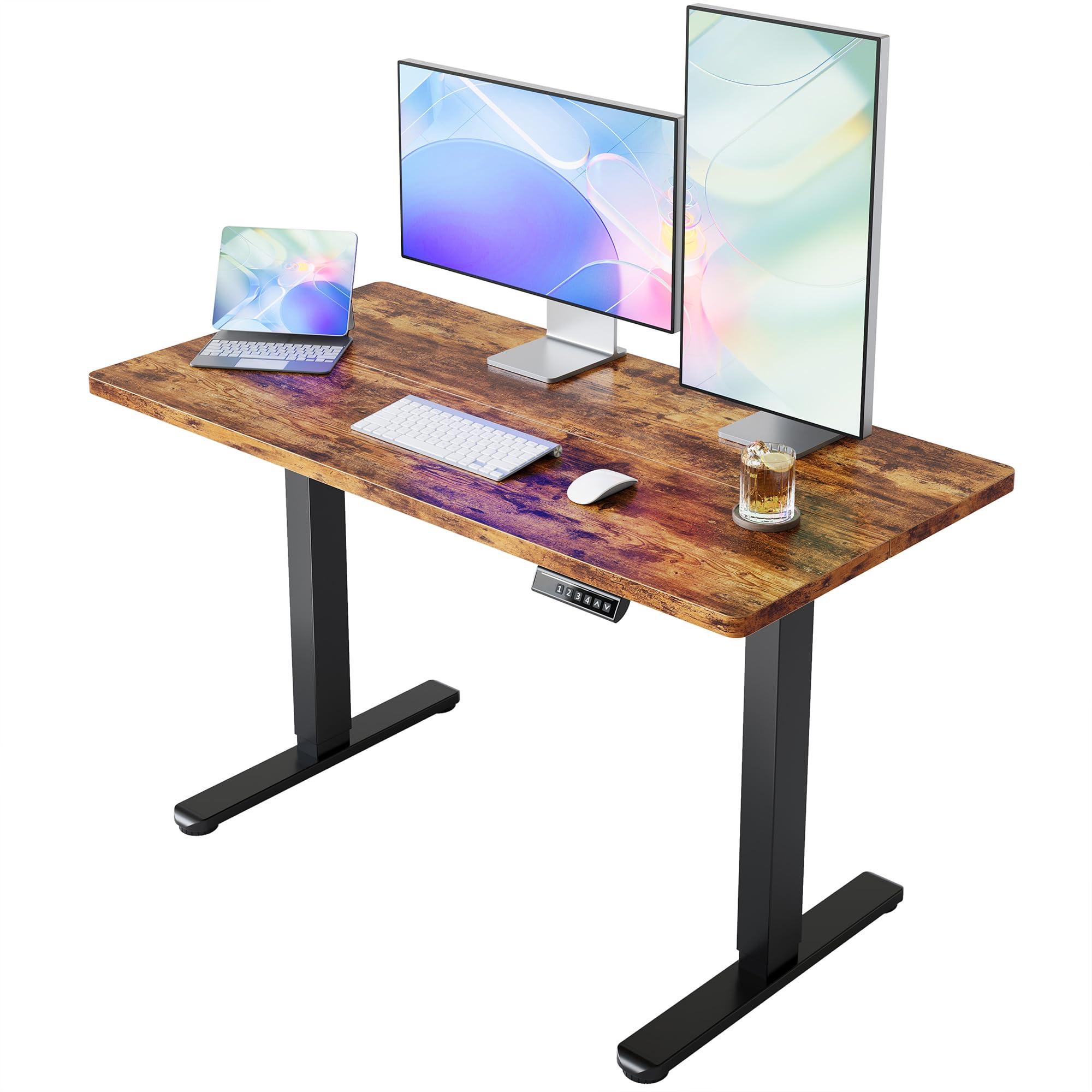 HUANUO 32" Small Electric Standing Desk Adjustable Height, 4 Memory Height Settings, Sit Stand Up Desk for Home Office & Computer Workstation, Black -