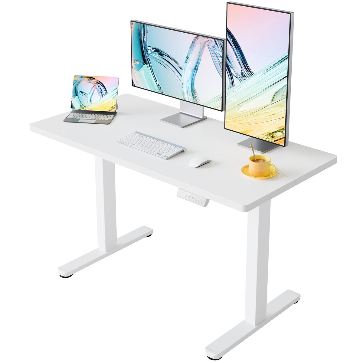 HUANUO 32" Small Electric Standing Desk Adjustable Height, 4 Memory Height Settings, Sit Stand Up Desk for Home Office & Computer Workstation, Black -