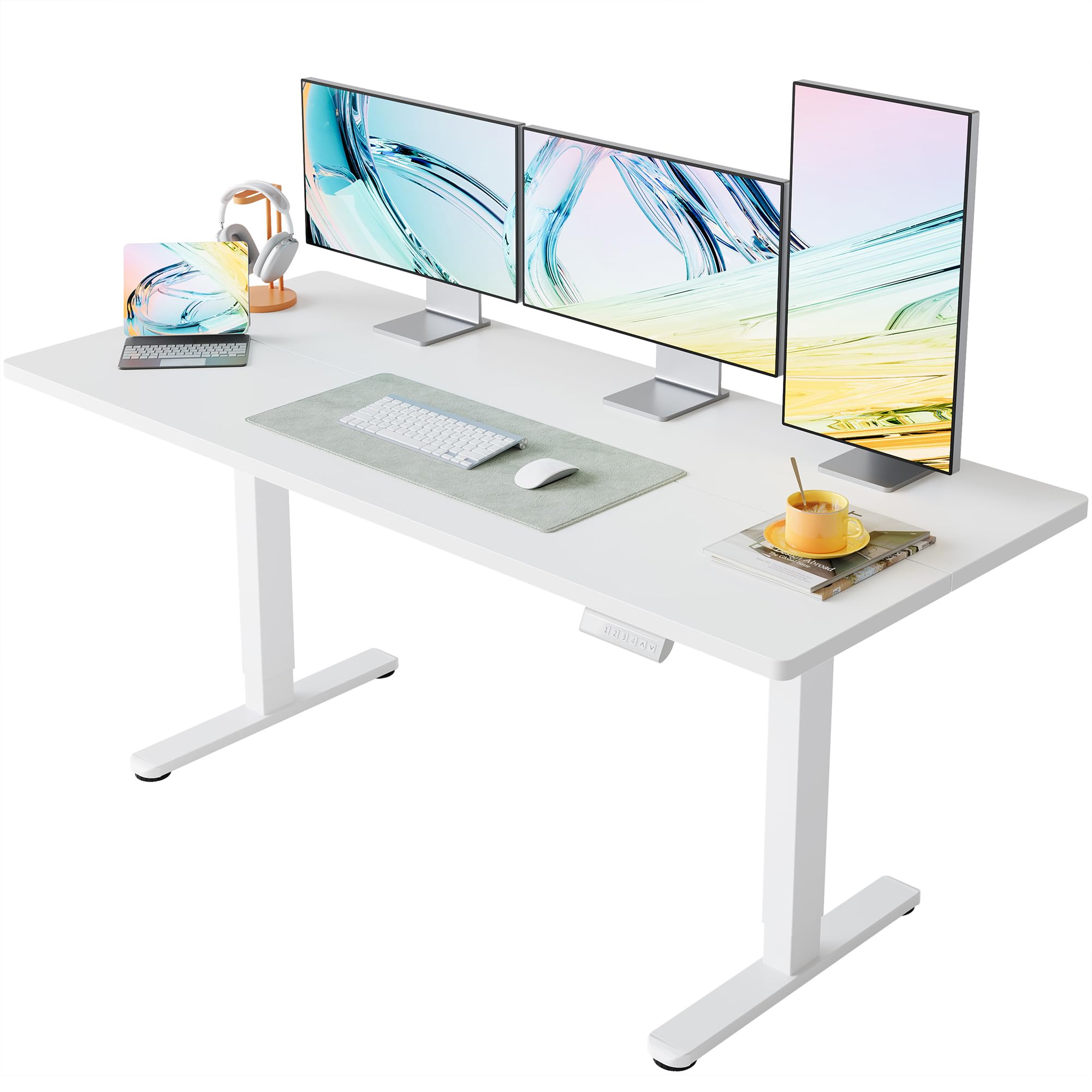 HUANUO 32" Small Electric Standing Desk Adjustable Height, 4 Memory Height Settings, Sit Stand Up Desk for Home Office & Computer Workstation, Black -