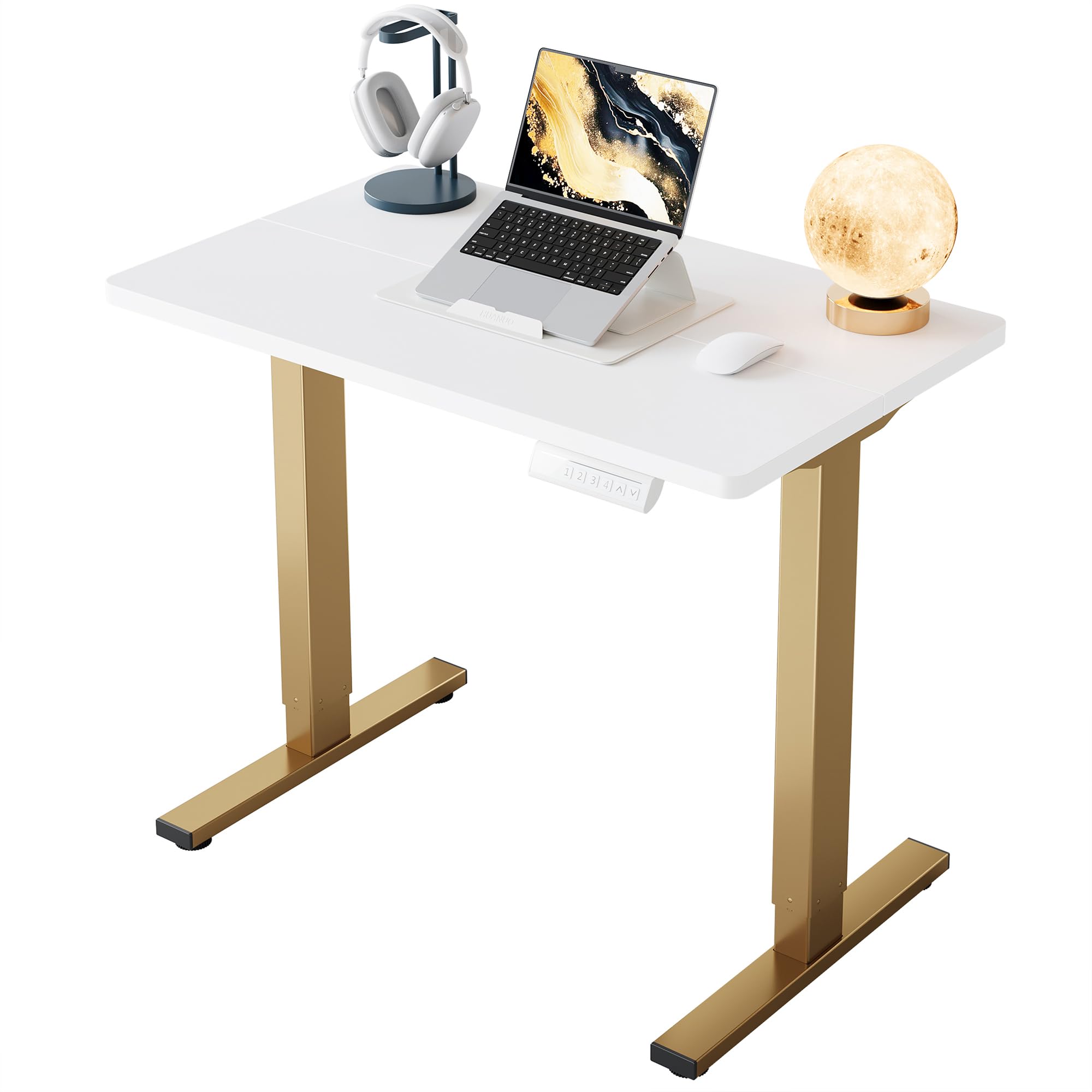 HUANUO 32" Small Electric Standing Desk Adjustable Height, 4 Memory Height Settings, Sit Stand Up Desk for Home Office & Computer Workstation, Black -