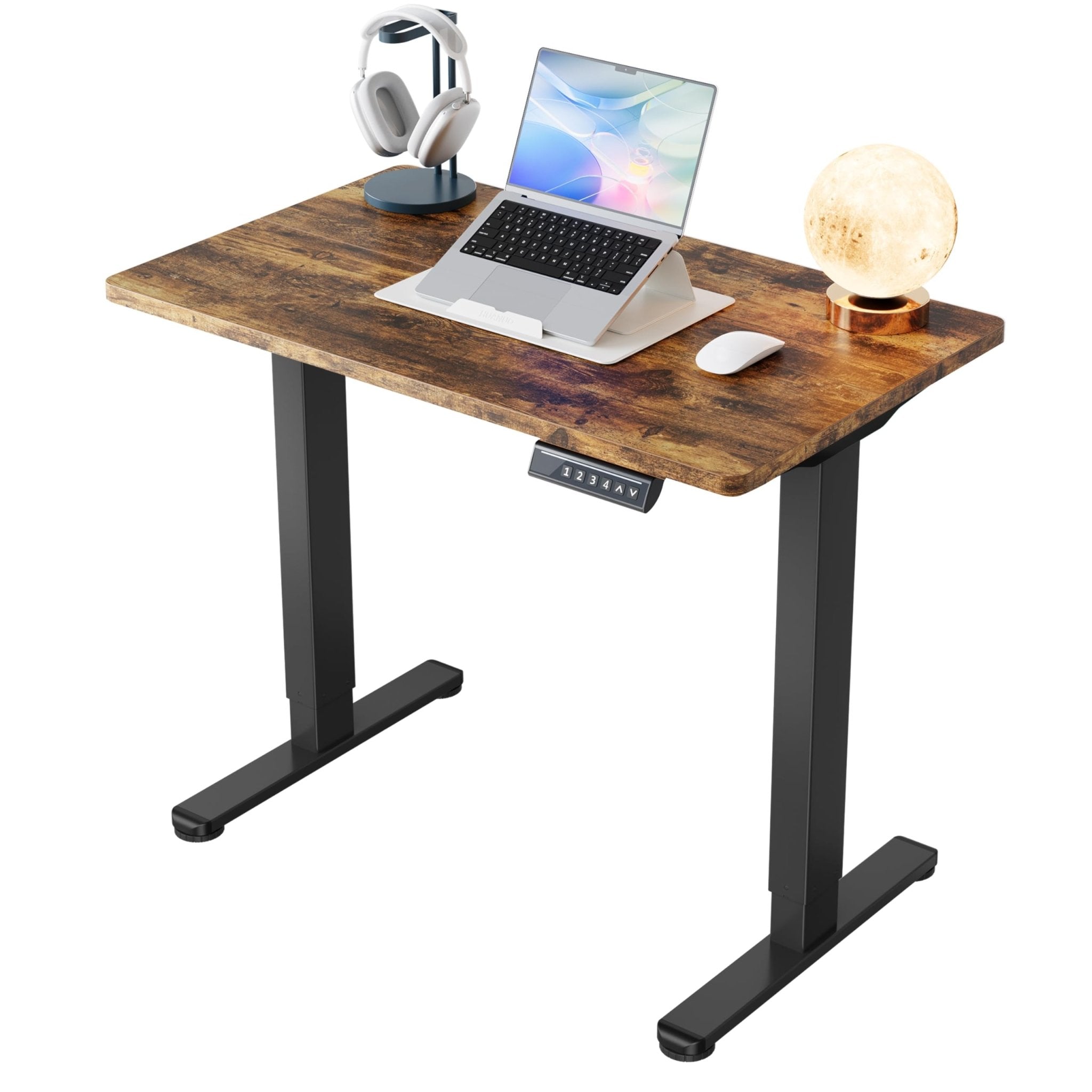 HUANUO 32" Small Electric Standing Desk Adjustable Height, 4 Memory Height Settings, Sit Stand Up Desk for Home Office & Computer Workstation, Black -
