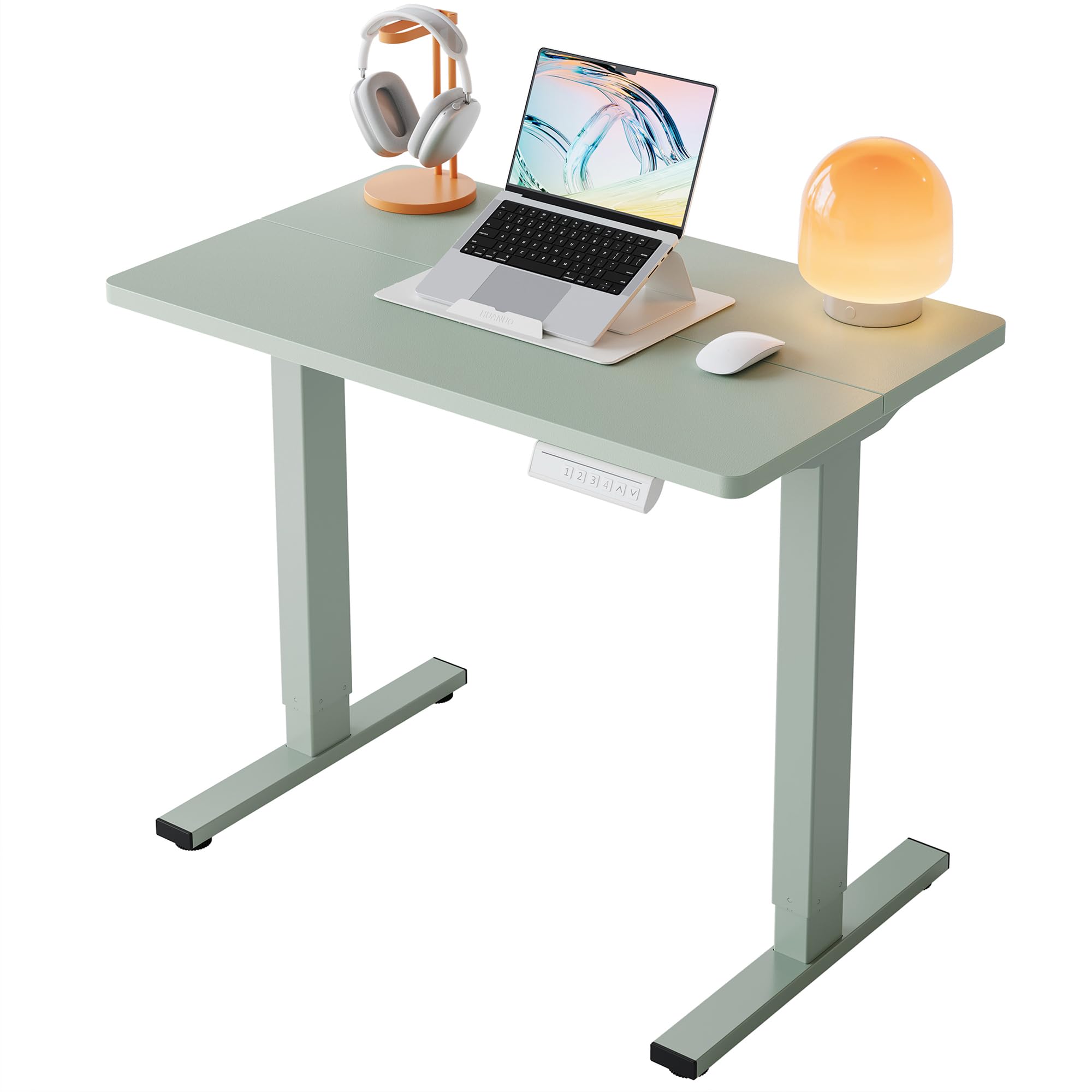 HUANUO 32" Small Electric Standing Desk Adjustable Height, 4 Memory Height Settings, Sit Stand Up Desk for Home Office & Computer Workstation, Black -