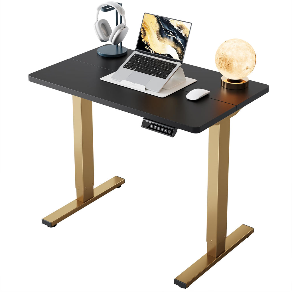 HUANUO 32" Small Electric Standing Desk Adjustable Height, 4 Memory Height Settings, Sit Stand Up Desk for Home Office & Computer Workstation, Black -