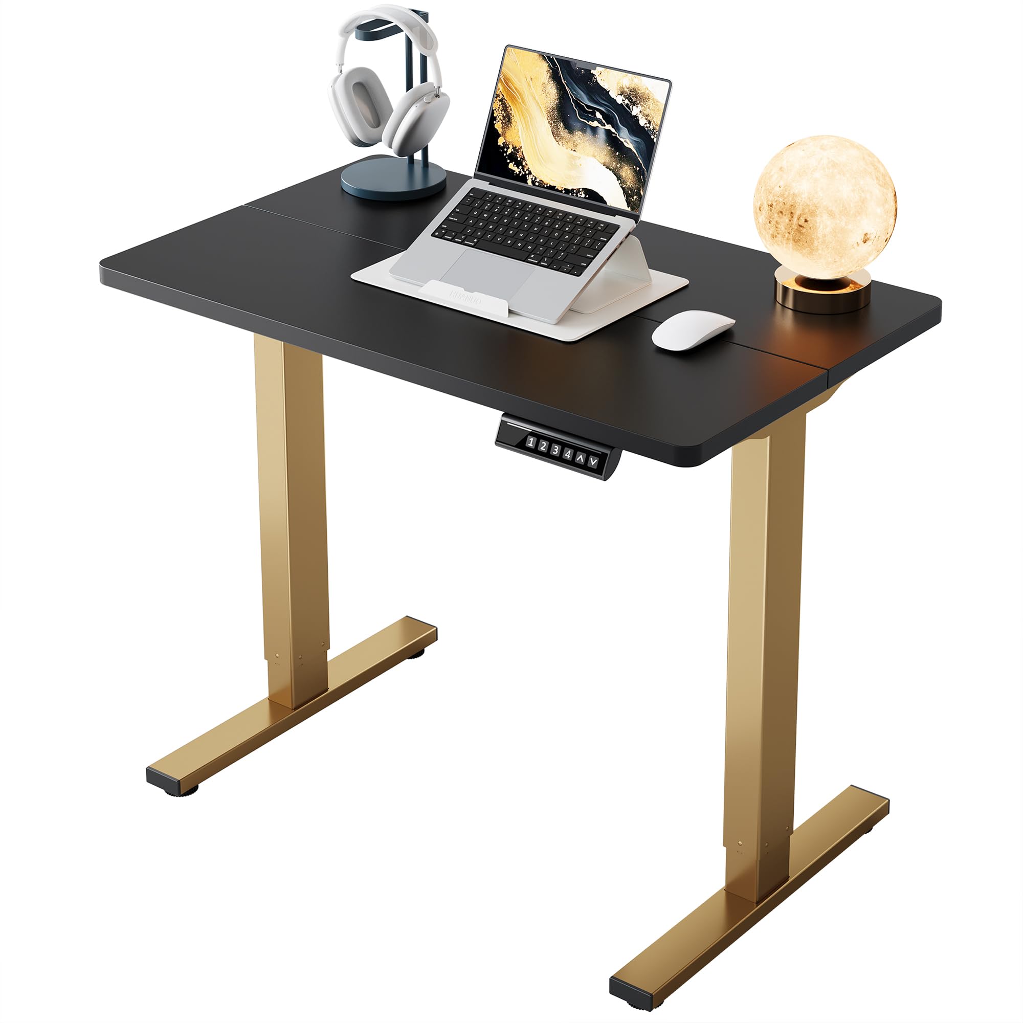 HUANUO 32" Small Electric Standing Desk Adjustable Height, 4 Memory Height Settings, Sit Stand Up Desk for Home Office & Computer Workstation, Black -